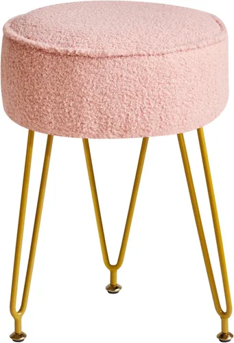 Miniatura 21 de IBUYKE Reposapiés otomano redondo de terciopelo teddy, mesa auxiliar de tocador de maquillaje, asiento de mesa de tocador de terciopelo, puf Negro
