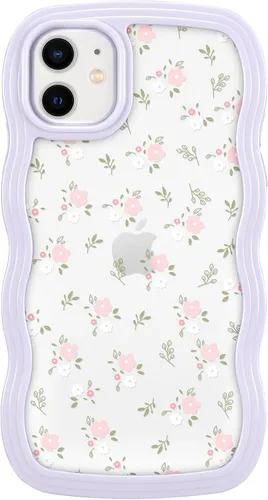 Miniatura 24 de ZCDAYE Funda compatible con iPhone 11, diseño floral estético, bonita funda rizada y ondulada para mujeres y niñas, funda de TPU suave a prueba