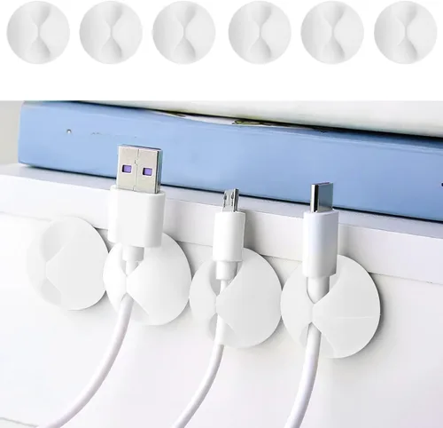 Miniatura 10 de Organizador de cables, organizador de cables, soporte de silicona compacto para organizar escritorio, mesita de noche, cargador de teléfono