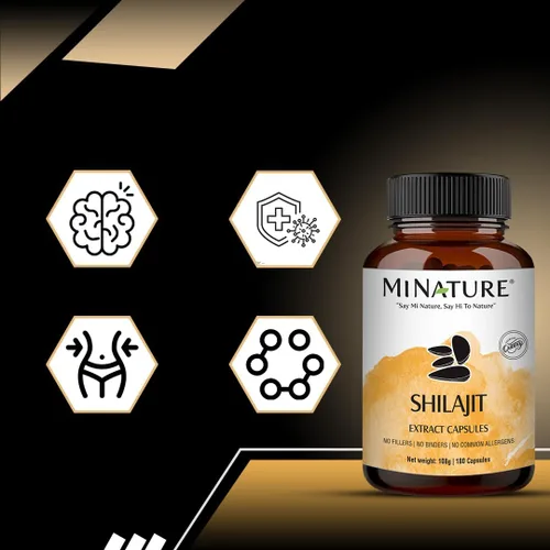 Miniatura 2 de Cápsulas Shilajit – Extracto sin OMG de mi Nature 180 cápsulas vegetales Promueve la energía vibrante y la vitalidad 1000 mg Cápsulas