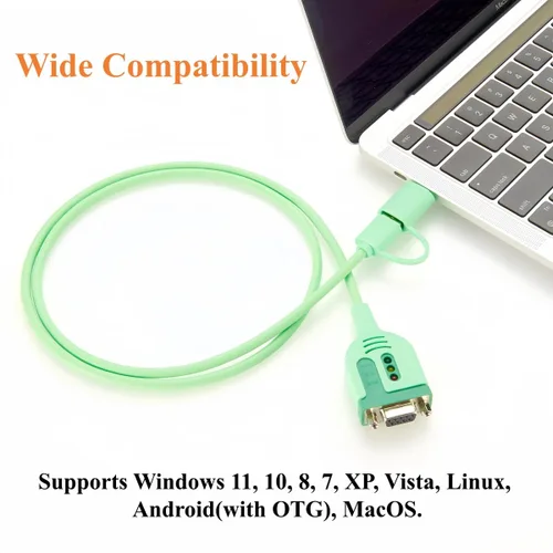 Miniatura 5 de FTDI Cable adaptador serie USB a RS232 DB9 con chipset FT232RNL Dual USB-A y USB-C a D-Sub 9Pin RS232 COM Cable convertidor para módem, escáner, DB9