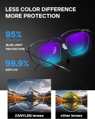 Miniatura 3 de ZanyLen Lentes de bloqueo de luz azul, para computadora/juegos/TV/teléfonos para hombres/mujeres