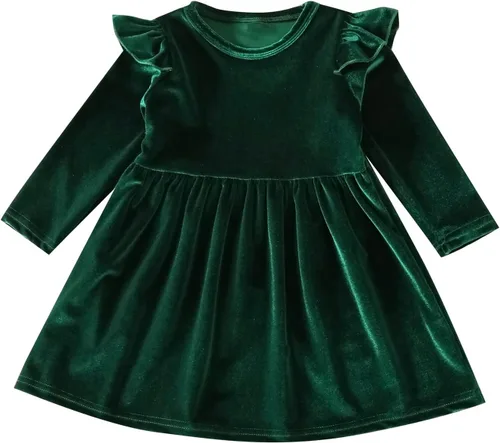 Miniatura 116 de IDOPIP Vestido tutú de terciopelo para niñas pequeñas, vestido de manga larga para princesa, Navidad, cumpleaños, fiesta, boda, vestidos de otoño e