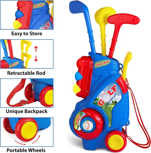 Miniatura 2 de Juego de Golf para Niños Pequeños para Niños y Niñas de 2 3 4 5 Años, Carrito de Golf Mejorado para Niños con Alfombrilla de Putting y Tablero