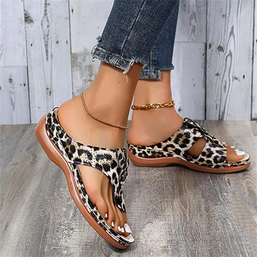 Miniatura 36 de Ladmiple Sandalias ortopédicas florales de moda 2023 con soporte de arco, zapatillas romanas casuales con puntera abierta