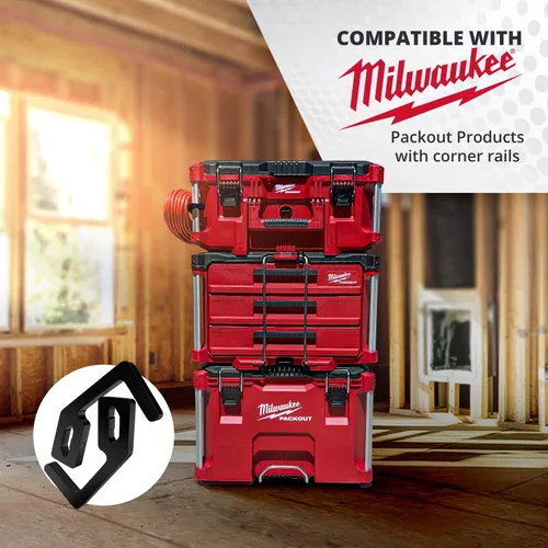 Miniatura 4 de Soporte para cable de extensión Packout para sistema Alpha Rail Compatible con Milwaukee Packout Tool Box - Se ajusta a organizadores Packout - Negro