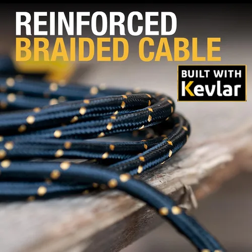 Miniatura 4 de DEWALT Cable de carga múltiple resistente 3 en 1, cable de carga rápida de 6 pies, adaptador de carga múltiple con puerto Lightning/tipo C/Micro USB