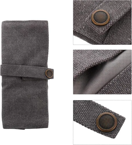 Miniatura 7 de Watch Band Storage Bag and Watch Organizer Pouch, Gray Nylon Portable Travel Case for Smartwatch Accessories, Space-saving Roll with Snap Closure
