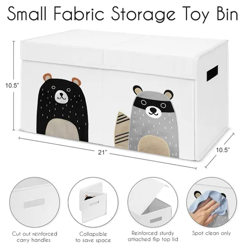 Miniatura 6 de Sweet Jojo Designs Woodland Bear Racoon - Caja de almacenamiento pequeña de tela para niños o niñas, para guardería o habitación de niños