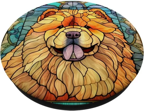 Miniatura 2 de Chow Chow Dog - PopSockets PopGrip estándar con vitrales para perros