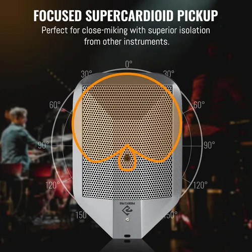 Miniatura 5 de Phenyx Pro Micrófono condensador de límite, micrófono supercardioide de tambor con conector XLR, interruptor ecualizador de dos posiciones