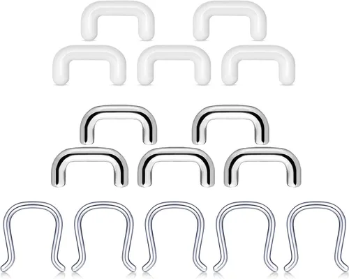 Miniatura 14 de MODRSA Juego Mixto de Retenedores de Piercing Transparentes para Septum, Pernos de Nariz, Anillos de Labio Flexibles, Anillos de Lengua, Anillos