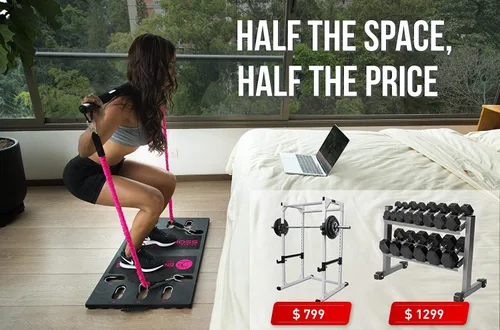 Miniatura 4 de BodyBoss 2.0 por 1loop - Paquete completo de entrenamiento de gimnasio en casa, incluye 2 bandas de resistencia, barra de resistencia plegable, asas