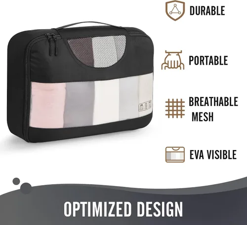 Miniatura 4 de Veken - Juego de 6 cubos de embalaje para maletas, bolsas organizadoras de viaje para equipaje de mano, juego de bolsas organizadoras de maleta