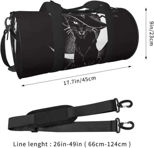 Miniatura 5 de Bolsa de viaje con diseño de sombrero de bruja puntiagudo de gato negro, bolsa de gimnasio, bolsa multifunción para hombres y mujeres