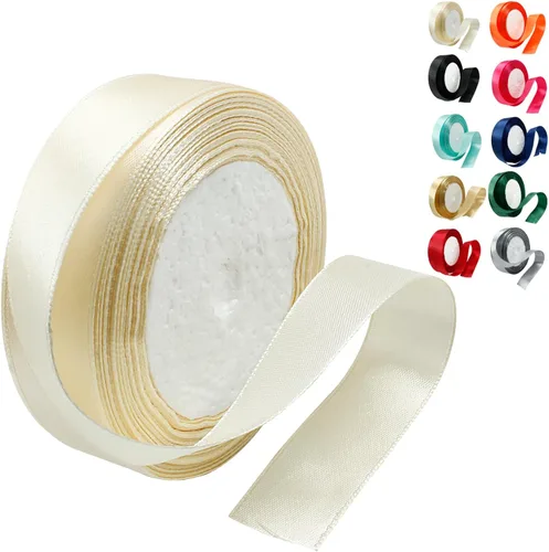 Miniatura 20 de Cinta de satén negra de 1 pulgada x 25 yardas, perfecta para ramos de boda, envolver regalos, manualidades y costura