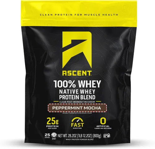 Miniatura 9 de Ascent 100% proteína de suero en polvo – aislado de proteína de suero después del entrenamiento, cero sabores artificiales y edulcorantes, sin soja
