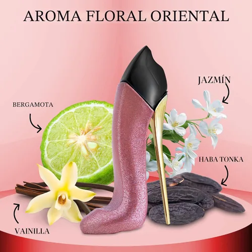 Miniatura 2 de Bad Girl Glitter Edition – Fragancia floral oriental para mujer – Notas superiores de almendra, café, bergamota y limón – Aroma base de haba tonka