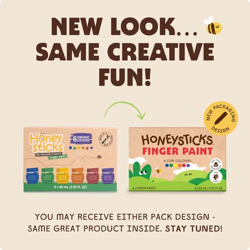 Miniatura 8 de Honeysticks Pintura de dedos no tóxica (6 colores brillantes), lavable de la piel, pintura segura para dedos para niños pequeños, niños de 1 a 3, 2