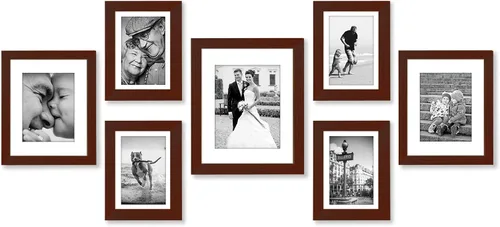 Miniatura 15 de Americanflat Juego de 10 marcos de fotos con vidrio inastillable, juego de marcos de pared para galería con dos marcos de 8 x 10, cuatro de 5 x 7