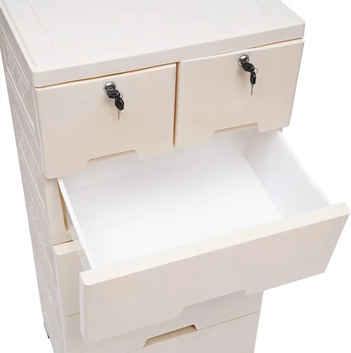 Miniatura 5 de Cajones de plástico, armario de almacenamiento con 6 cajones, cajones de armario, organizador alto para ropa, sala de juegos, muebles de dormitorio