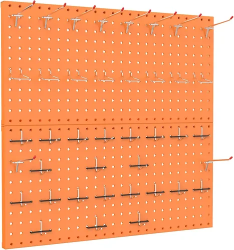 Miniatura 10 de TORACK Organizador de Pared de Tablero Perforado de Metal 24" x 24" o 12" x 48", 70 PIEZAS Tablero Perforado de Almacenamiento de Herramientas