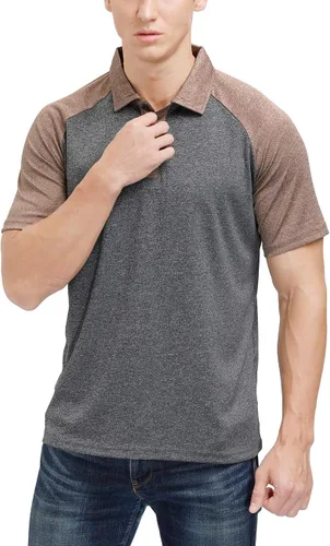 Camisas Polo de Golf Casuales de Manga Corta para Hombre con Absorción de Humedad y Rendimiento, Contraste de Color, Diseño de Parches, Piqué, Tops