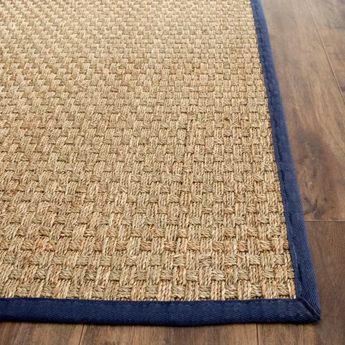 Miniatura 4 de SAFAVIEH Natural Fiber Collection NF114E - Alfombra de pasillo, 2 pies 6 pulgadas x 12 pies, natural y azul, hierba marina, patrón de tejido