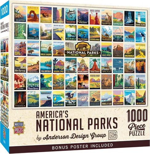 MasterPieces National Parks Maps - Rompecabezas de 1000 piezas para adultos, familia o jóvenes - Parques Nacionales de Estados Unidos por Anderson