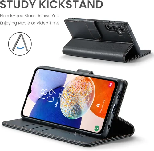 Miniatura 4 de FLIPALM Funda tipo cartera para Samsung Galaxy A14 5G con bloqueo RFID, soporte para tarjeta de crédito, de piel sintética, función atril, funda