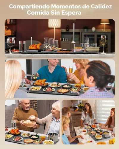 Miniatura 7 de FEPPO Tapete de calentamiento de alimentos, (XXL, 35 x 16 pulgadas), bandejas de calentamiento eléctricas para fiestas de bufés, tapete