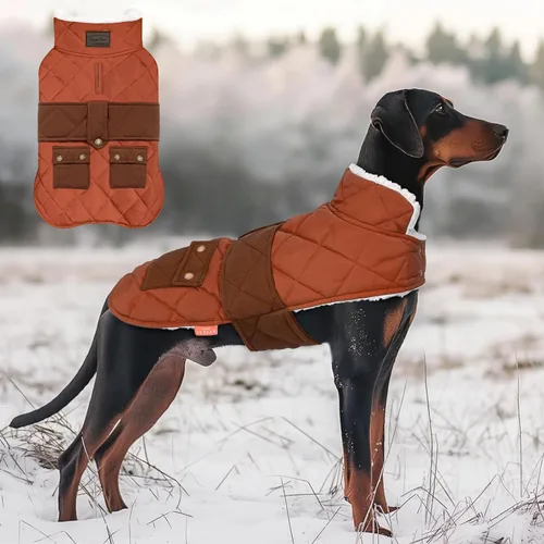 Miniatura 24 de KYEESE Abrigo para Perros Cálido Abrigo de Invierno Acolchado para Mascotas con Agujero para la Correa Chaqueta Suave para Perros con Bolsillo