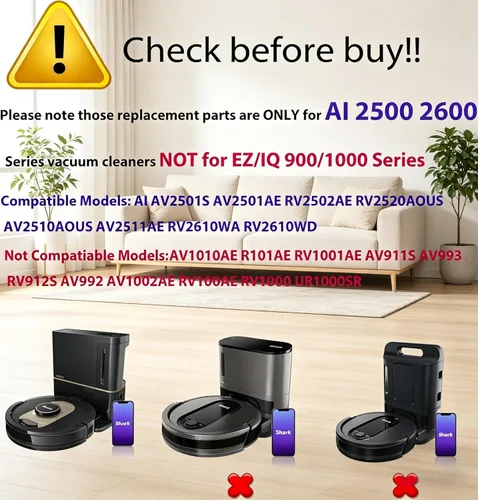 Miniatura 2 de Piezas de repuesto para Shark AI AV2501S AV2501AE RV2502AE RV2520AOUS AV2510AOUS AV2511AE RV2610WA RV2610WA RV2610WD Kit de accesorios: cepillo