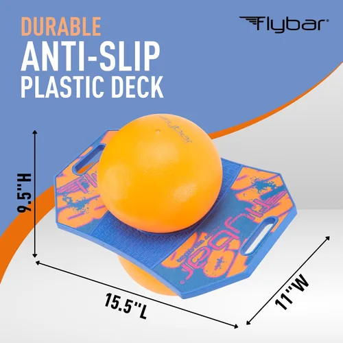 Miniatura 4 de Flybar Pogo - Pelota de truco para niños, tabla de rebote de equilibrio con cubierta antideslizante, bomba incluida, juguetes para interiores