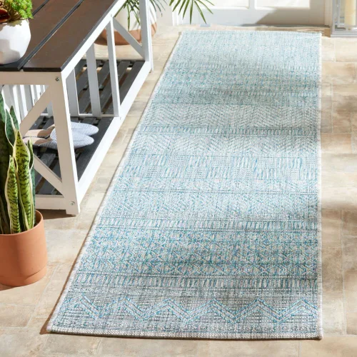 Miniatura 53 de SAFAVIEH Alfombra lavable para exteriores, colección Courtyard de 2.3 x 16 pies, color negro y gris, no desprende pelusa y de fácil limpieza, ideal
