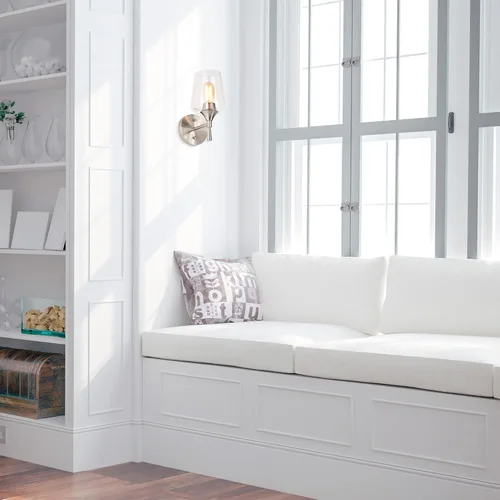 Miniatura 7 de Edvivi Lámpara de tocador de baño de 1 luz, níquel cepillado moderno con pantalla de vidrio transparente, apliques de pared para espejos, Latón