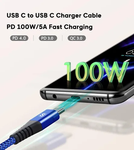 Miniatura 2 de sweguard Cable de carga USB C a USB C de 100 W [3.3 pies, paquete de 2] iPhone 17 Cable de carga para iPhone 17 16 15 Pro Max Plus, MacBook, iPad