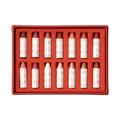 Miniatura 14 de Axiology Crayones multibarra para ojos, labios, mejillas, bálmicos, juego de regalo dúo, cremoso, construible, ligero, hidratante, rubor, barra
