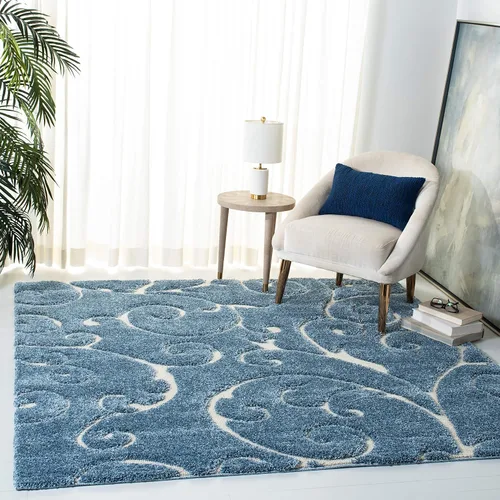 Miniatura 36 de SAFAVIEH - Alfombra de la colección Florida Shag - 10 pies redonda, color crema y beige, diseño de pergamino, no suelta pelusa y fácil de limpiar