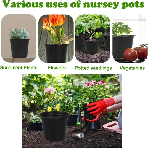 Miniatura 7 de Paquete de 100 macetas de vivero, macetas de plástico de 3 pulgadas para plantas con agujeros de drenaje, macetas de jardín para inicio de semillas