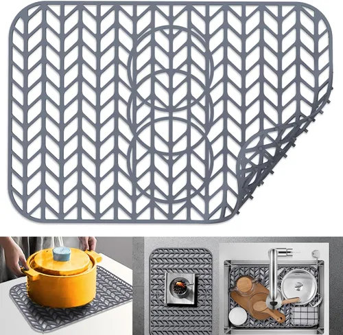 Protectores de fregadero para fregadero de cocina de 12, 13, 16, 18, 19, 24, 26, 28, 29, 30 pulgadas, alfombrilla de silicona para fregadero de