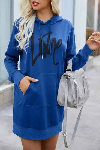 Miniatura 2 de PRETTYGARDEN Sudadera con capucha para mujer, de otoño, a la moda, con cordón, ligera, manga larga, sin botones, vestido con capucha