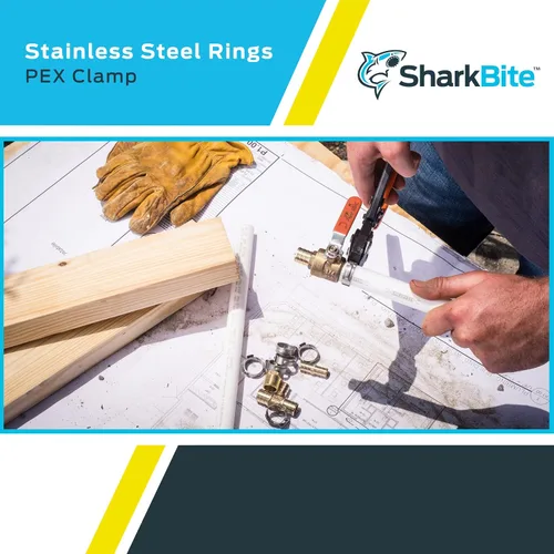 Miniatura 5 de SharkBite - Anillo de abrazadera de 1/2 pulgada, accesorios de fontanería de acero inoxidable, tubo PEX, PE-RT, UC953A