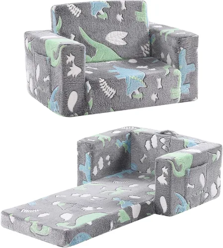 Miniatura 10 de Sofá para niños pequeños, silla para niños, sofá para niños con bolsillos laterales que brilla en la oscuridad, sillón para niños con funda