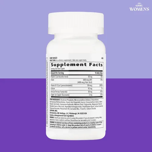 Miniatura 7 de GNC Multivitamínico completo de hierro para mujer, mejora la capacidad de absorber hierro, 60 cápsulas