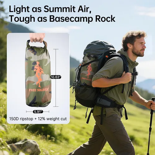 Miniatura 5 de FREE SOLDIER Lona impermeable portátil multifuncional para exteriores, camping, viajes; toldo de mochilero, refugio contra la lluvia Camuflaje 10 ×