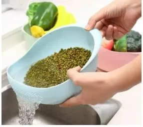 Miniatura 8 de Colador plástico para lavar arroz, porotos, frutas o verduras, cesta de cocina tamaño grande. (Rosado)