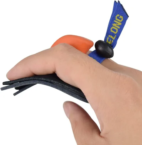 Miniatura 6 de Lengüetas de tiro con arco para dedos y protección de piel de vaca para arco recurvo para diestros Azul