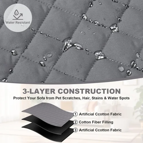 Miniatura 3 de cjc Funda de sofá reversible para perros con correas elásticas, resistente al agua, protector de muebles para mascotas, funda de sofá para sofá de 3