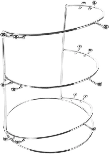 Soporte de exhibición de corona de metal de tres niveles para tiara nupcial, diadema y almacenamiento de joyas en el tocador, 7.55 x 5.51 x 5.51